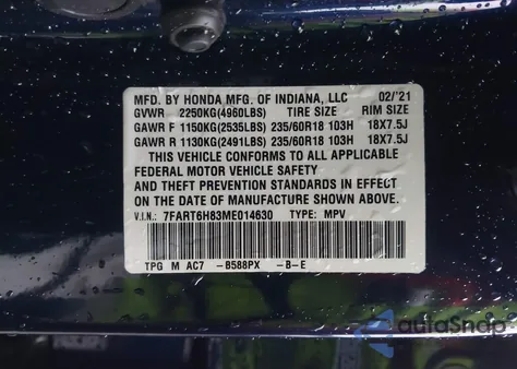 2021 Honda Cr-V Hybrid Ex-L z USA, uszkodzony, nr VIN 7FART6H83ME014630
